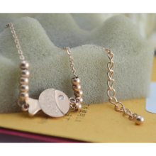 Women Titanium Jewelry Rose Crystal Fish Charm Anklets Ball Bead Charm Chain Bracelet Bare Foot & Wrist Jewelry