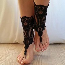 Bridal Lace Anklets Barefoot Sandal Ivory Beach Wedding Bridal Anklets Bangles Prom Party Bellydance Accessories