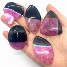 5pcs Natural Stone and Red Two-color Stitching Agate Geometric Various Pendant Necklaces for Jewelry Making Accessories