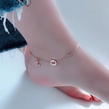 M Letter Anklet Chain For Woman Girl Party Gift Rose 316 Stainless Steel Jewelry Never Fade
