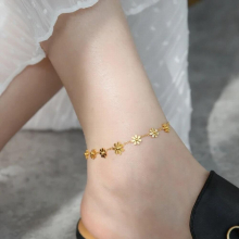 Yellow Daisy Anklet Chain Woman Gift Titanium Steel Jewelry Never Fade Hypoallergenic Drop
