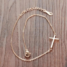 Womens titanium steel anklet College anklet All-match womens cross anklet