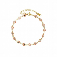 Titanium Steel Plated Pink Eyes Fish Beads Leg Chain Anklets for Women Beach Barefoot Sandals Bracelet Ankle Jewelry