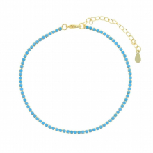 Turquoises Green Cubic Zirconia 2MM Thin CZ Tennis Chain Plated Summer Hot Selling Anklet For Women