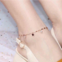 Rose Star Crystal Anklet Chain Woman 316 L Titanium Steel Jewelry Top Never Fade