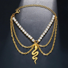 Rhinestones Tassel Snake Anklets for Women Sexy Bracelet Foot Chain Ankle Strap Feet Summer Beach Boho Jewelry Tobillera