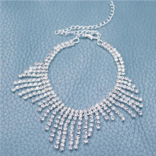 Rhinestone Crystal Tassel Anklet Womens Bohemian Sexy Anklet Jewelry