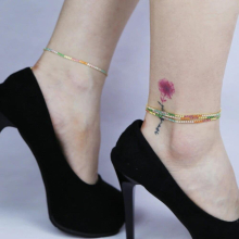 rainbow zircon cz stone paved 2mm tennis chain anklet with plate Women anklet bracelet foot jewelry