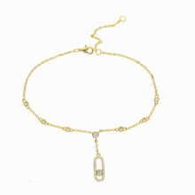 jewelry dangle charm cz link chain 21+5cm women delicate sparking cz charm anklet