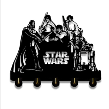 STAR WARS Shape Vertical Over the Door Organizer Rack Coats Caps Holder with 5 Hooks Strong Adhesive Sticker solid wood Hooks