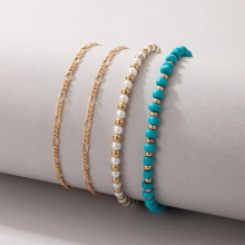 Colorful Bead Anklet Stainless Steel Multi-Layer Chain Summer Outdoor Accessories Seaside Beach Jewelry Womens Men Boho