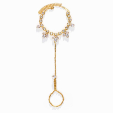 Summer Beach Cubic Zircon Finger Anklet Toe Ring Bracelet for Women Bling CZ Anklet Ankle Bracelet Jewelry Accessories