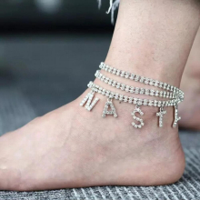 European And American Letter Nasty Crystal Anklet Womens Sexy Beach Party Jewelry Accessories