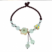 Hand-woven Women Anklet Braided Rope Bead Series Folk-custom Anklets Flower Pattern Transparent Beads Jewelry Leg Chain Rope