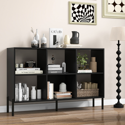 Costway Wooden Storage Bookcase 6 Cube Open Bookshelf Home Office Display Cabinet Rack 2