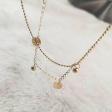 Double chain wafer ball luxe women stainless steel anklet bracelet