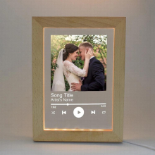 Couple Photo Frame Song Music Code Personalized Image Acrylic Board Wooden Led Lamp Night Lamp Anniversary Gift