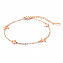 Charm four Butterfly Anklets For Women Rose Stainless Steel Lengthening chain Ladies Jewelry girl Gift