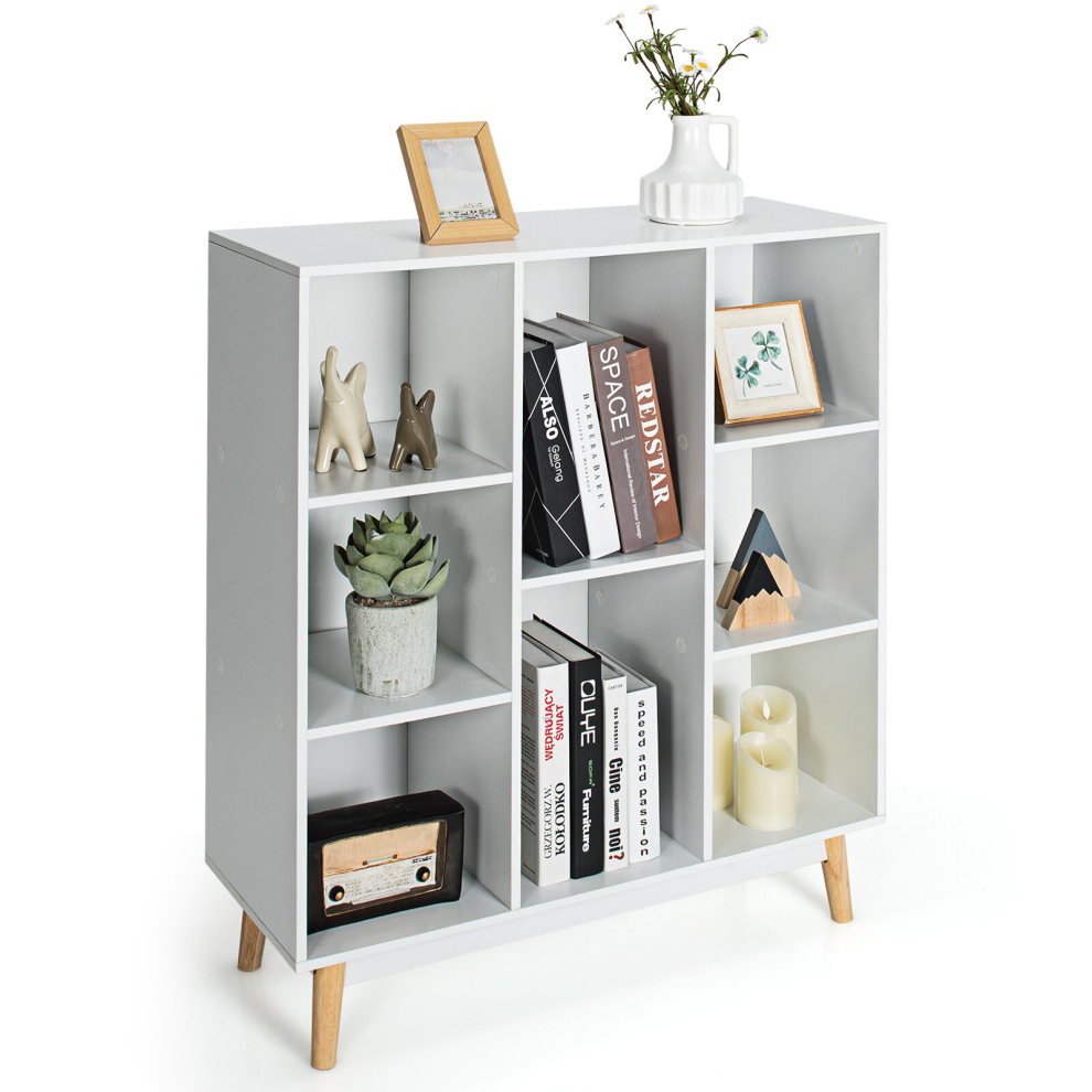 Costway 8-Cube Storage Bookcase Wooden Bookshelf Side Cabinet Freestanding Display Rack
