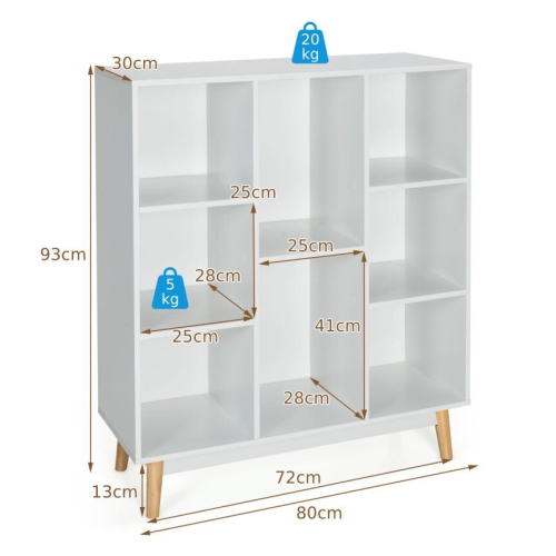 Costway 8-Cube Storage Bookcase Wooden Bookshelf Side Cabinet Freestanding Display Rack 1