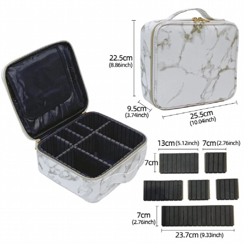 Blue Leopard Waterproof Cosmetic Bag Pu Leather Travel Large Capacity Beauty Makeup Case