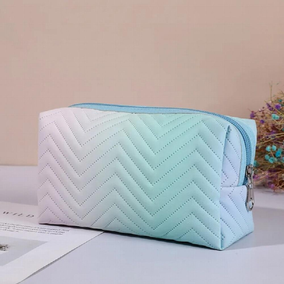 Grey 1 Pcs Gradient Makeup Bag For Women Zipper Pu Leather Cosmetic Bag Pouch Travel Large Female Make Up Pouch Necessaries