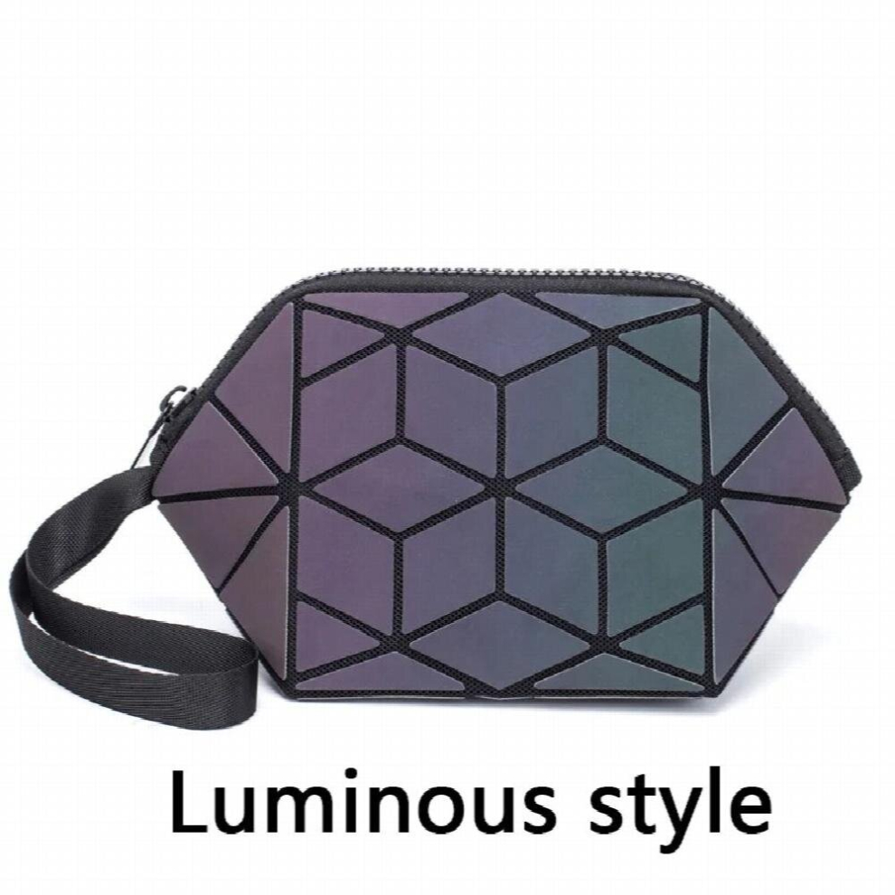 Makeup Bags Luminous Geometric Ladies Cosmetic Organizer Bag For Girls Travel Pouchs Noctilucent Folding Make Up Bag