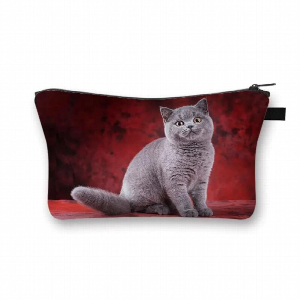 Brown 3D Cat Print Makeup Bags Women Cosmetic Bag Pattern 3D Cartton Neceser Cosmetics Pouch For Women Travel Make Up Bag