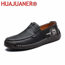 Men Casual Shoes Comfortable Slip on Loafers Male Split Leather Retro Leisure Sneakers Outdoor Mens Shoes