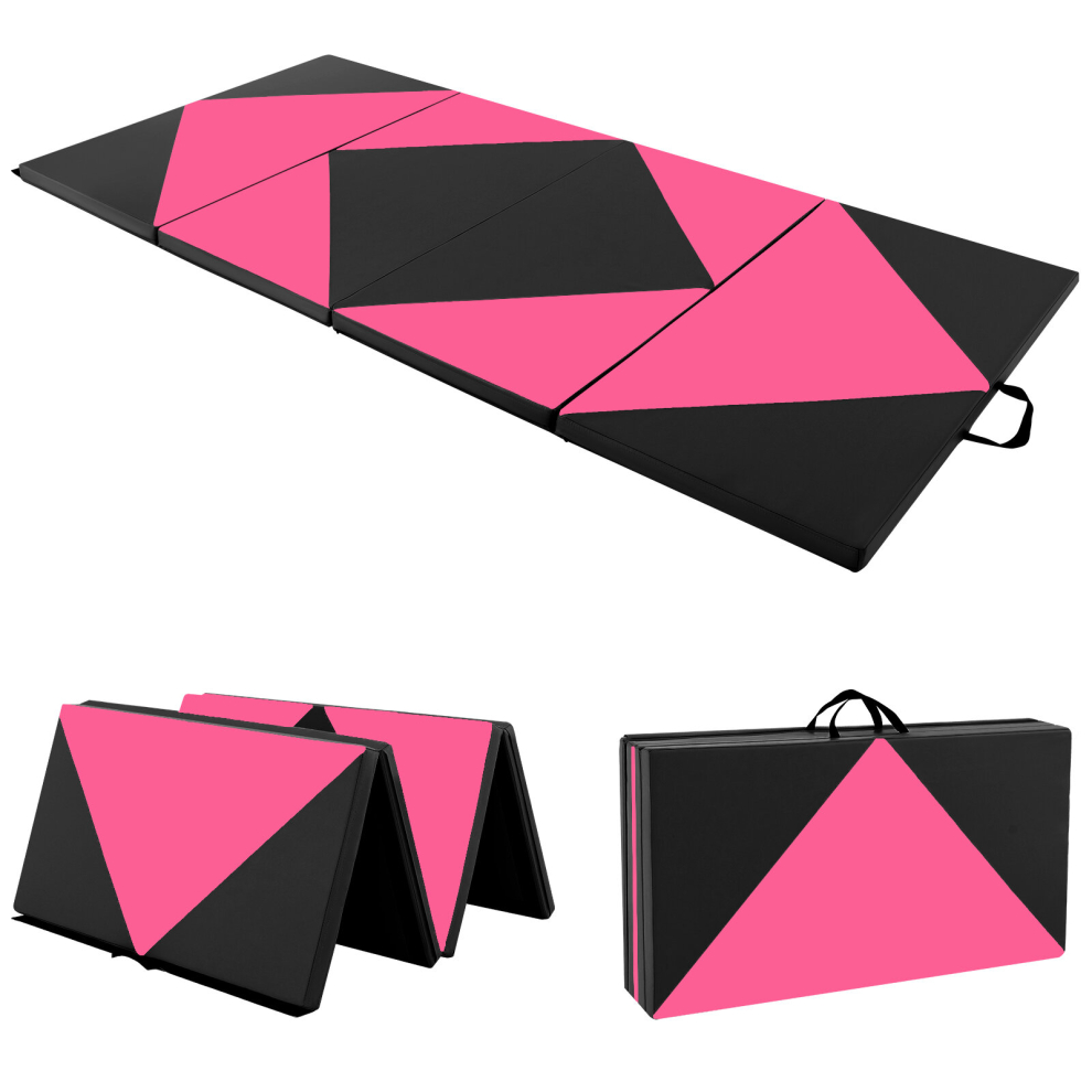 8FT Folding Exercise Aerobics Mat Portable Gymnastics Tumbling Mat Yoga Gym Mat