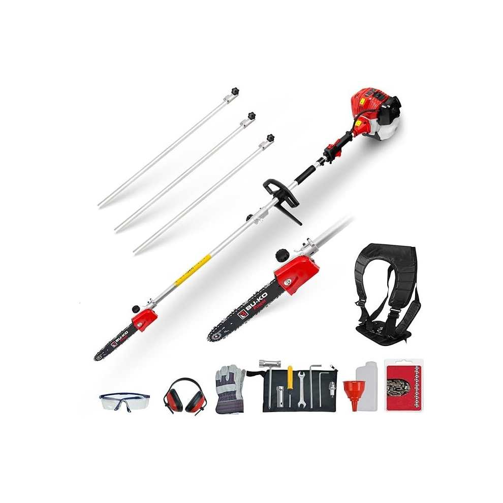 BU-KO 52cc Long Reach Petrol Pruner Saw Attachment (3 Extension Poles)