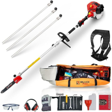 BU-KO 52cc Long Reach Petrol Pruner Saw with 2 Extension Poles - Reaches 11ft/9ft, Precise Cuts, Durable & Versatile