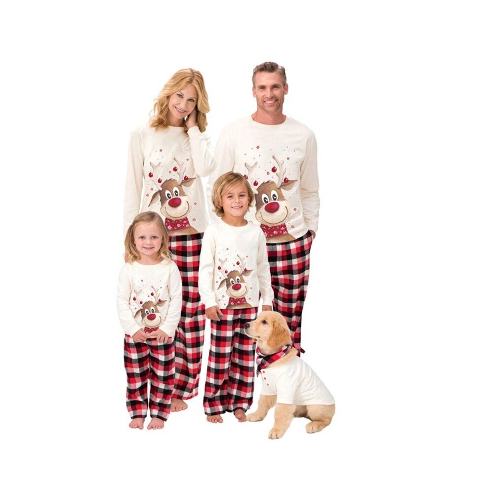 (Mom-2XL) Family matching pajamas adult children Christmas pajama set