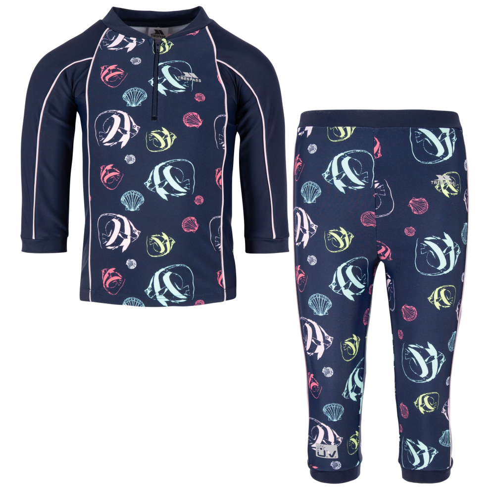 (11-12 Years, Fish Print) Trespass Kids 2 Piece Swimwear Costume Smiley