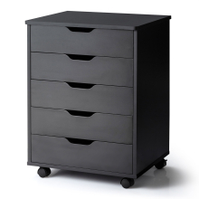Modern 5 Drawer Chest Storage Dresser w/Wheels Floor Cabinet Organizer