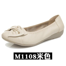 Big Size 34-43 Leather Bean Womens Casual Shoes Shallow Flat Sole Single Mothers Large Work Sapato Feminino Boat