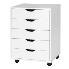 5 Drawer Chest Storage Wooden Dresser Rolling Cabinet Mobile Organizer