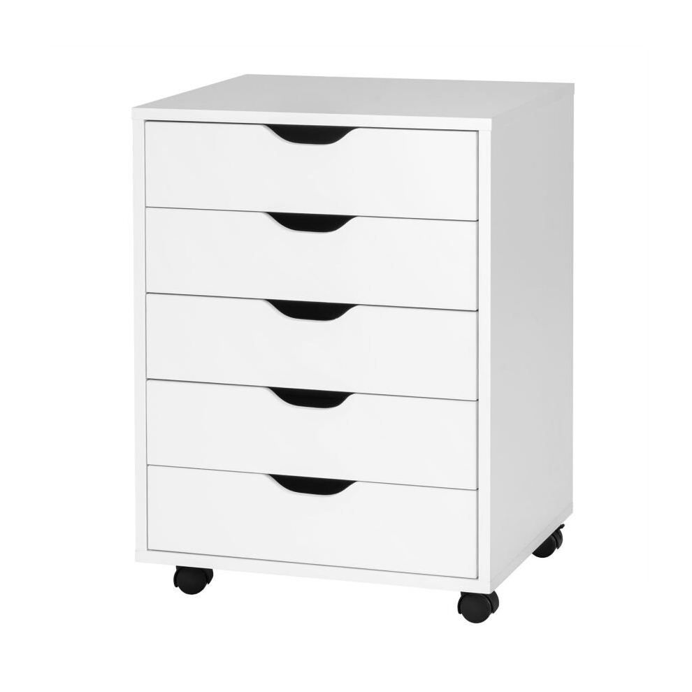 5 Drawer Chest Storage Wooden Dresser Rolling Cabinet Mobile Organizer