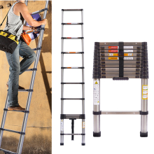 Telescoping Ladder 10.5 FT Compact Loft Ladder Steel Extension Foldable Telescopic Step Ladder for Household Daily 330lbs Loading Capacity 3.2m