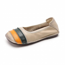 DikoDumter Women Leather Soft Bottom Boat Shoes Lady Shallow Mouth Flat Shoes