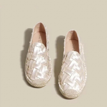 WomenS Silk Espadrilles Flats Boat Shoes Round Toe Braided Comfortable WomenS Solid Flats Plus Size