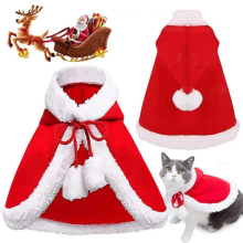 (M) Christmas Cat Costume丨Dog Xmas Red Hat With Cloak