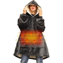 Heated Sherpa Hoodie Blanket/Throw Oversized One Size Fits Most