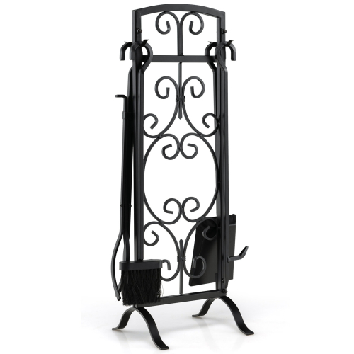Costway 5 Piece Fireplace Tool Set Fire Place Accessories with Easy-To-Grab Handles