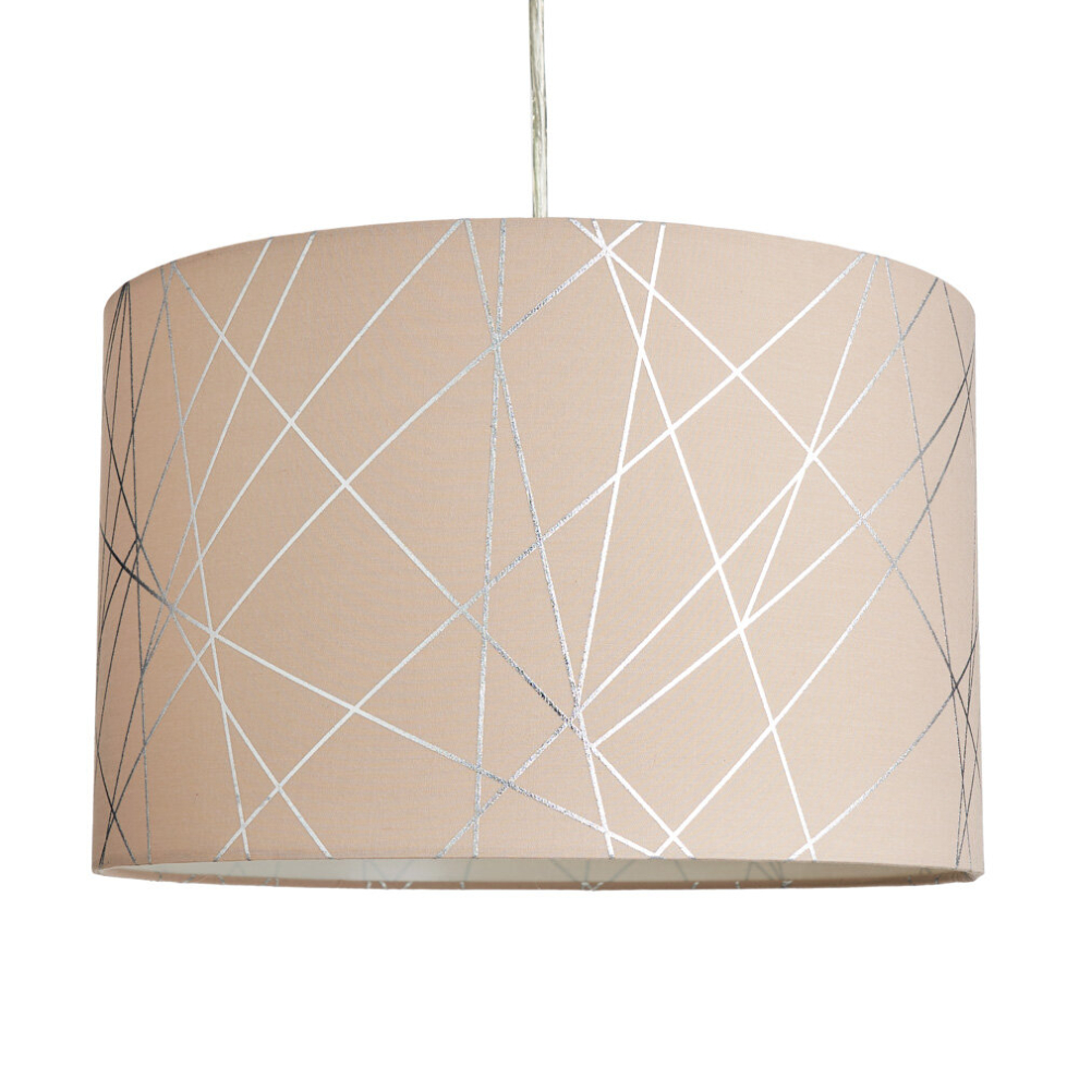 Litecraft Light Shade Geometeric Easy Fit Lampshade - Mocha, Silver