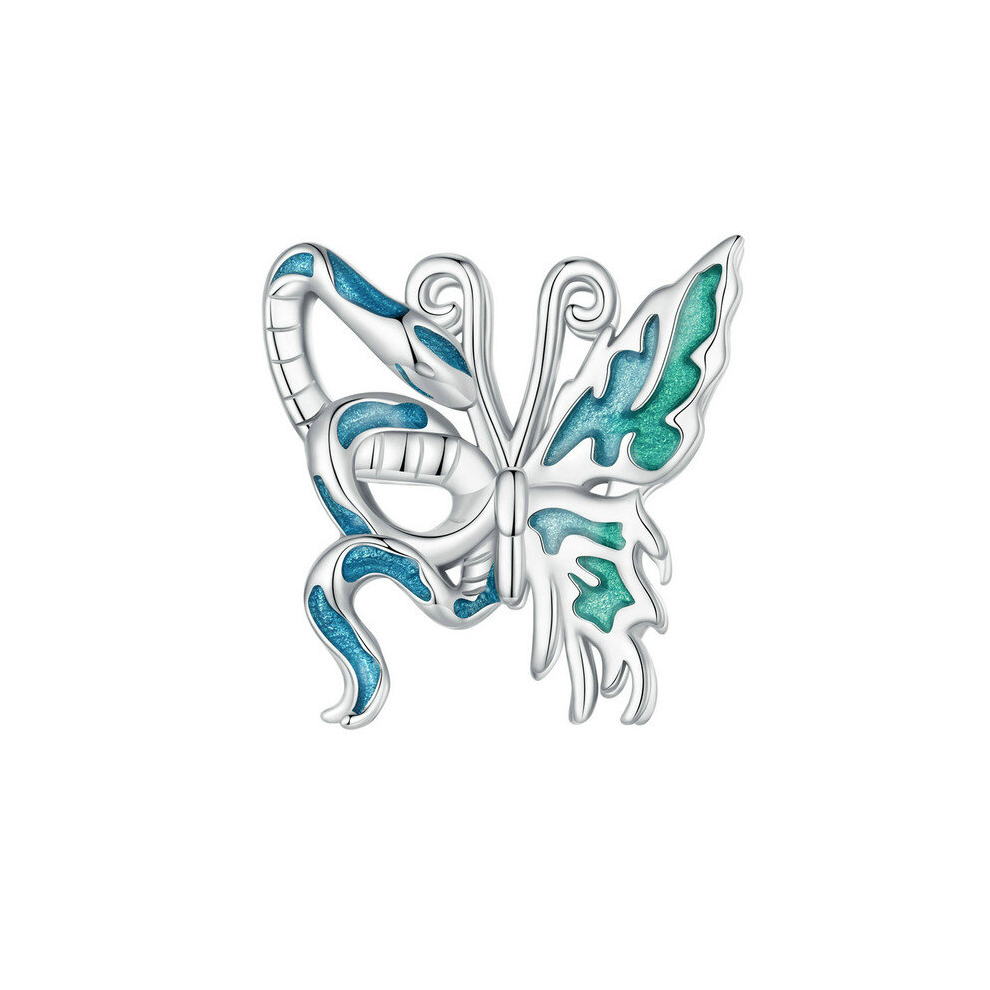 Half Butterfly Half Snake Charm Bead Genuine 925 Sterling Silver Compatible With Pandora Bracelets
