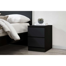 Bedside 2 Drawer Cabinet Black Birlea Oslo Nightstand Side Table