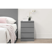 Bedside 3 Drawer Cabinet Grey Birlea Oslo Nightstand Side Table