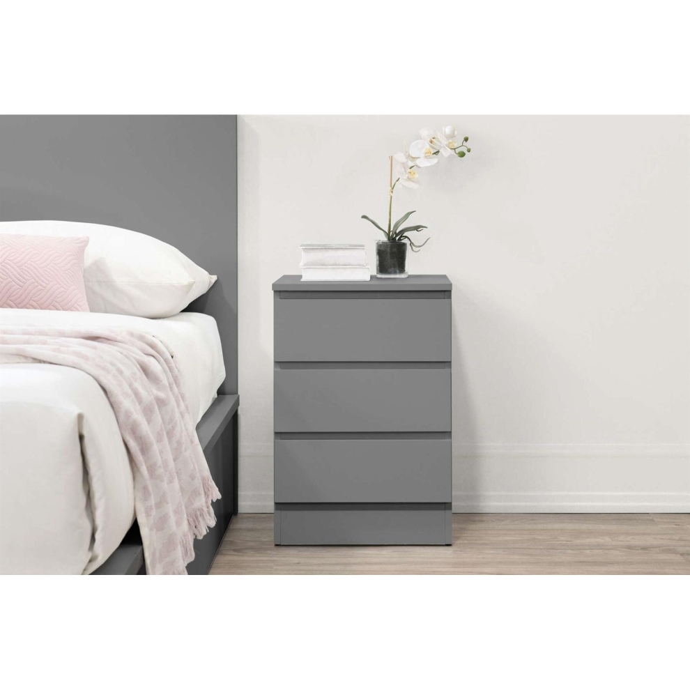 Birlea Bedside 3 Drawer Cabinet Oslo Nightstand Side Table Grey