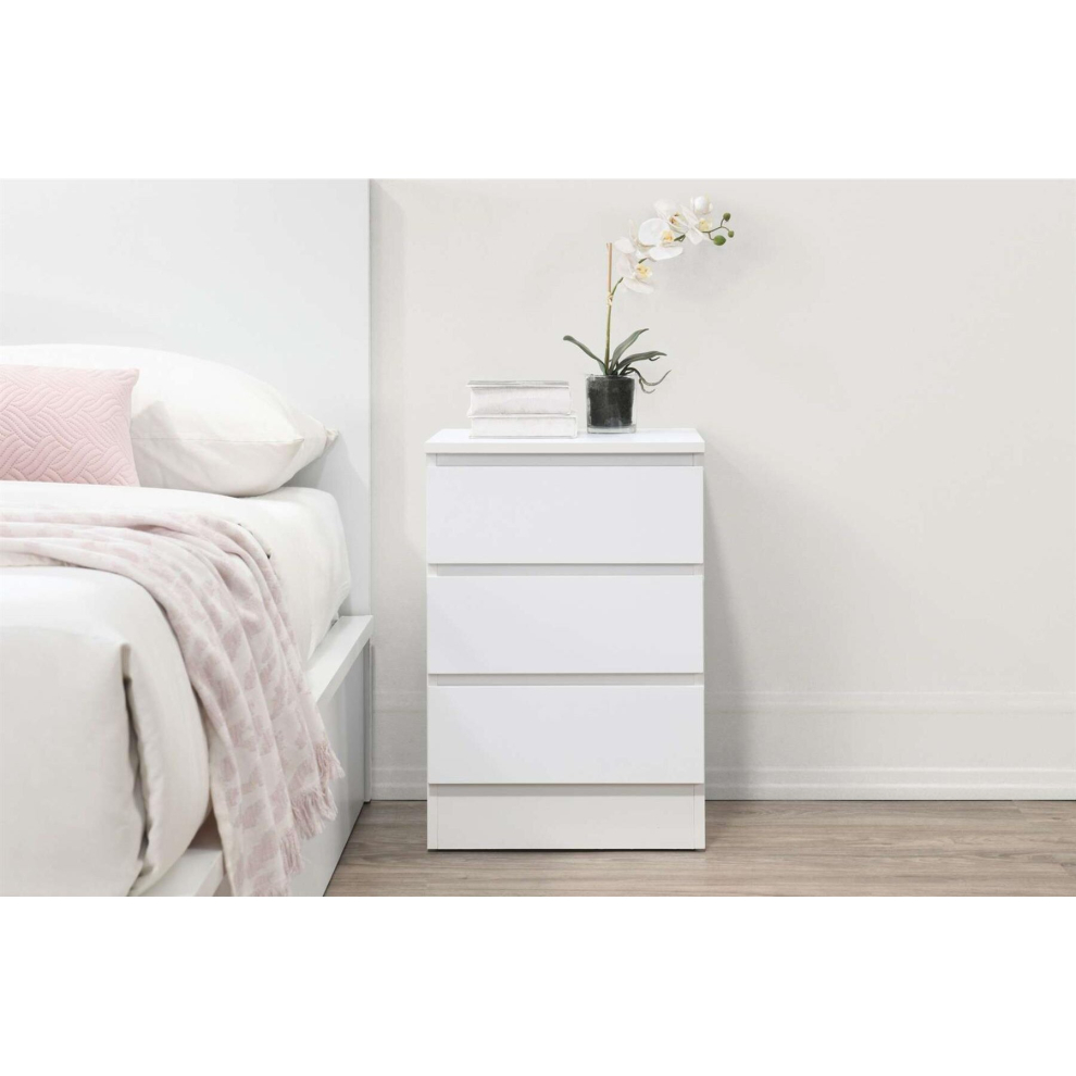 Birlea Bedside 3 Drawer Cabinet Oslo Nightstand Side Table White